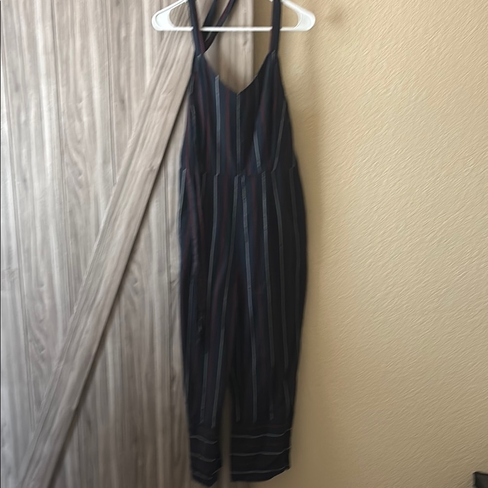 Universal Thread Navy Blue Jumpsuit with Pinstripes